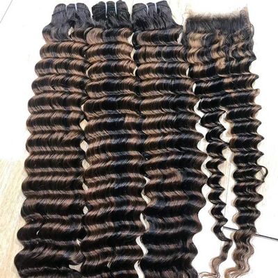 Nigerian 12A Grade Cuticle Aligned Mink Unprocessed Pixie Curl Vietnam Double Drawn Raw Virgin Hair Highlight Deep Wave