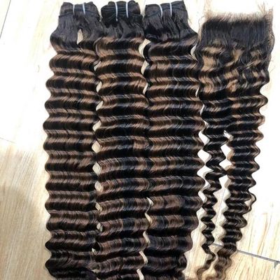 Nigerian 12A Grade Cuticle Aligned Mink Unprocessed Pixie Curl Vietnam Double Drawn Raw Virgin Hair Highlight Deep Wave