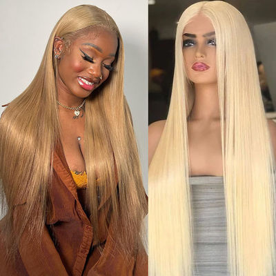 180 Density Raw Indian Virgin Hair Wigs Blonde 613 13x6 frontal wig Body Wave HD Transparent Lace Frontal